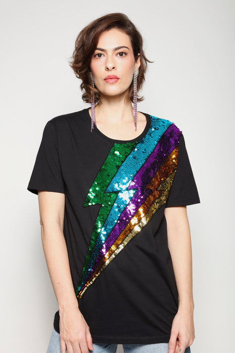 T-shirt Unissex Bordada Raio - Preto T-Shirt Joulik 