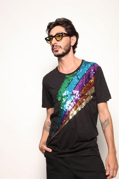T-shirt Unissex Bordada Raio - Preto T-Shirt Joulik 