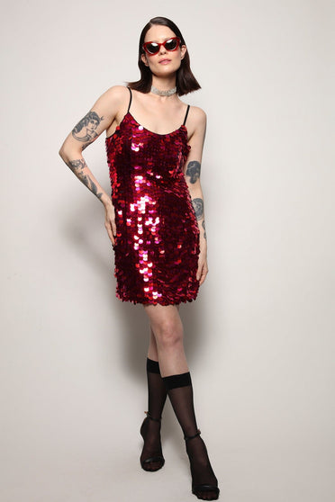 Vestido Bordado Pastilha Eclipse - Vermelho e Pink Vestido Joulik 