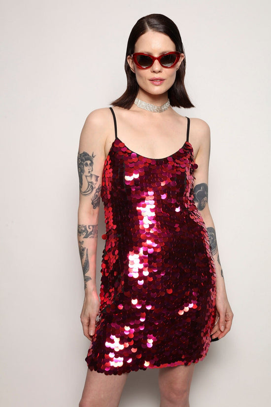 Vestido Bordado Pastilha Eclipse - Vermelho e Pink Vestido Joulik 