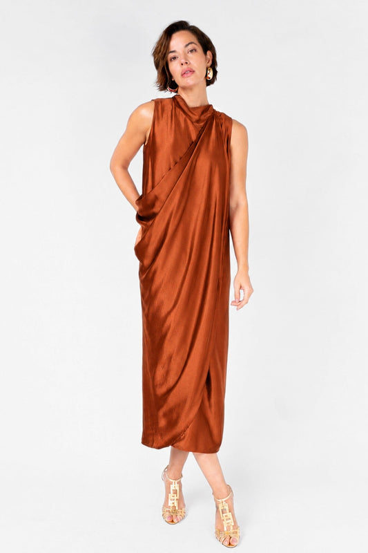 Vestido Longo Básico Sonia Terracota Vestido Joulik 