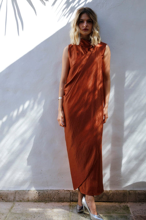 Vestido Longo Básico Sonia Terracota Vestido Joulik 