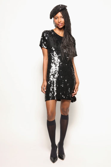Vestido Manga Curta Bordado Sole - Preto Vestido Joulik 