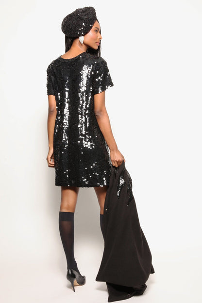 Vestido Manga Curta Bordado Sole - Preto Vestido Joulik 