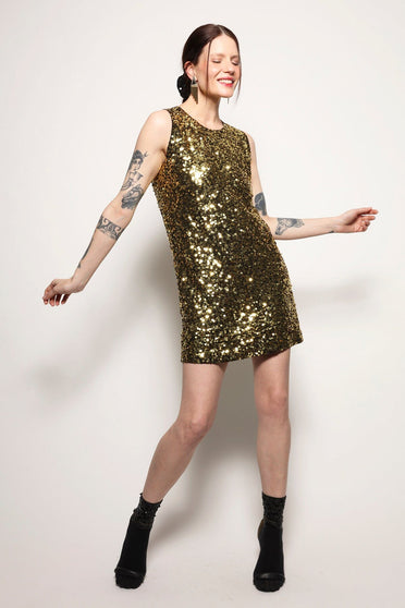 Vestido Mini Bordado Luna - Dourado Vestido Joulik 