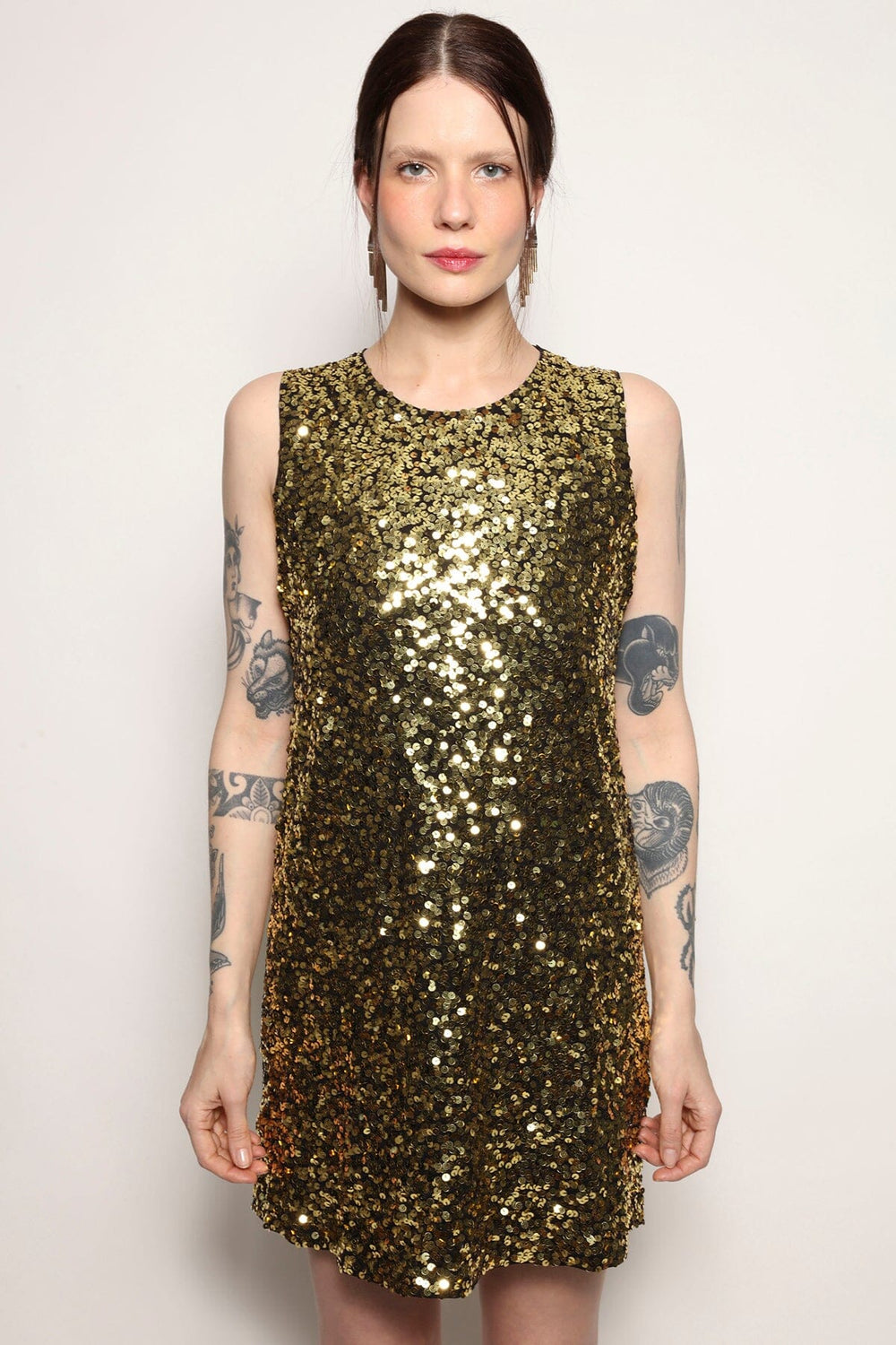 Vestido Mini Bordado Luna Dourado