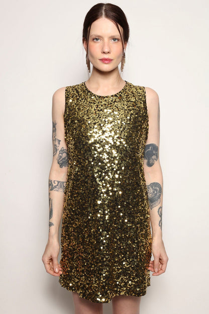 Vestido Mini Bordado Luna - Dourado Vestido Joulik 