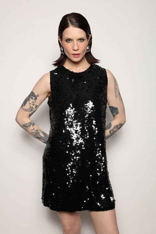 Vestido Mini Bordado Sole Preto Vestido Joulik 