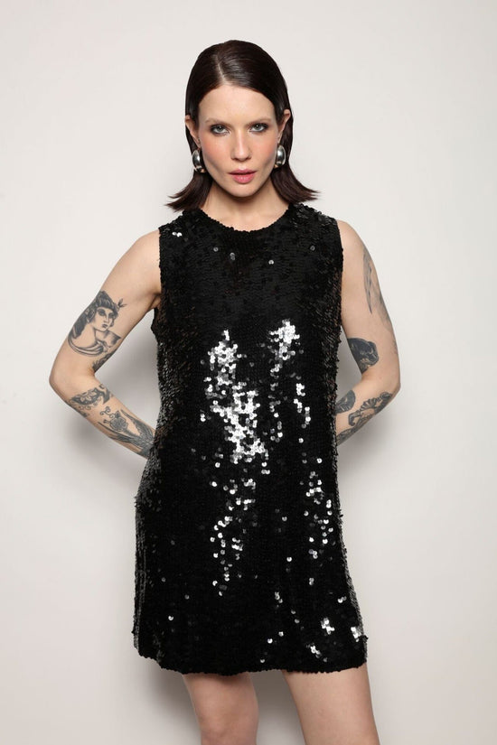 Vestido Mini Bordado Sole Preto Vestido Joulik 