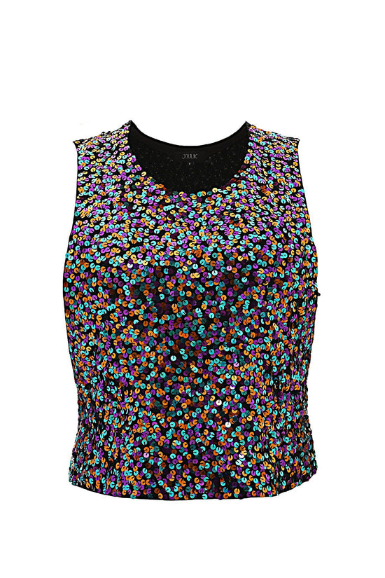 Manequim usa regata cavada com bordado manual em toda a peça de paetês em diversas cores ideal para festas e shows e eventos