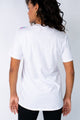 Costas da blusa de malha bordados à mão com paetês brilho colorido desenho manual de raio handmade branca